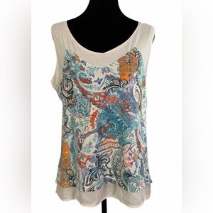 CMC Color Me Cotton Boho Chic Revival Paisley Layered Tank Top Size L